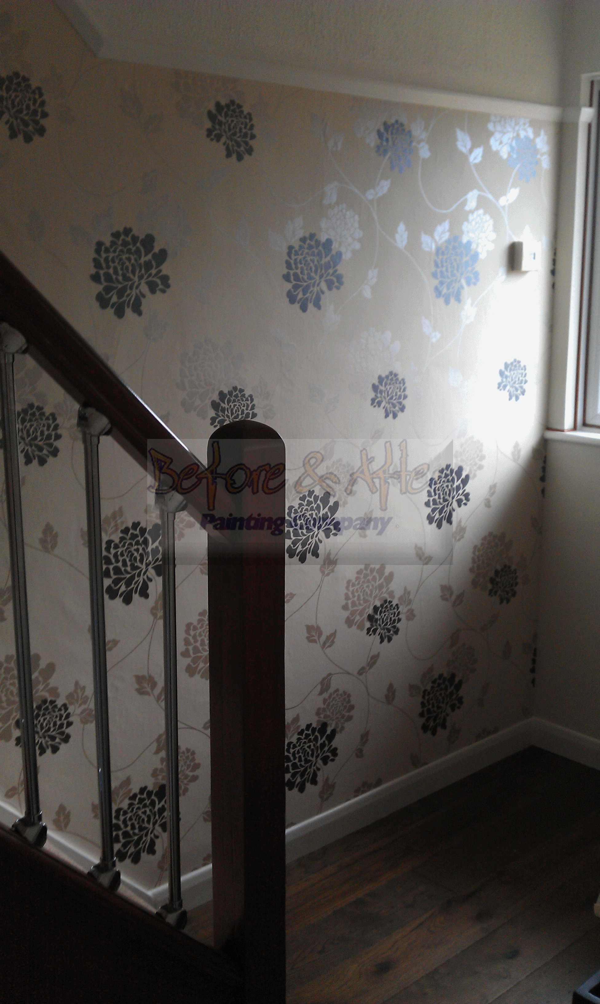 feature wall to stairway on a well wall in Rochester, Kent.