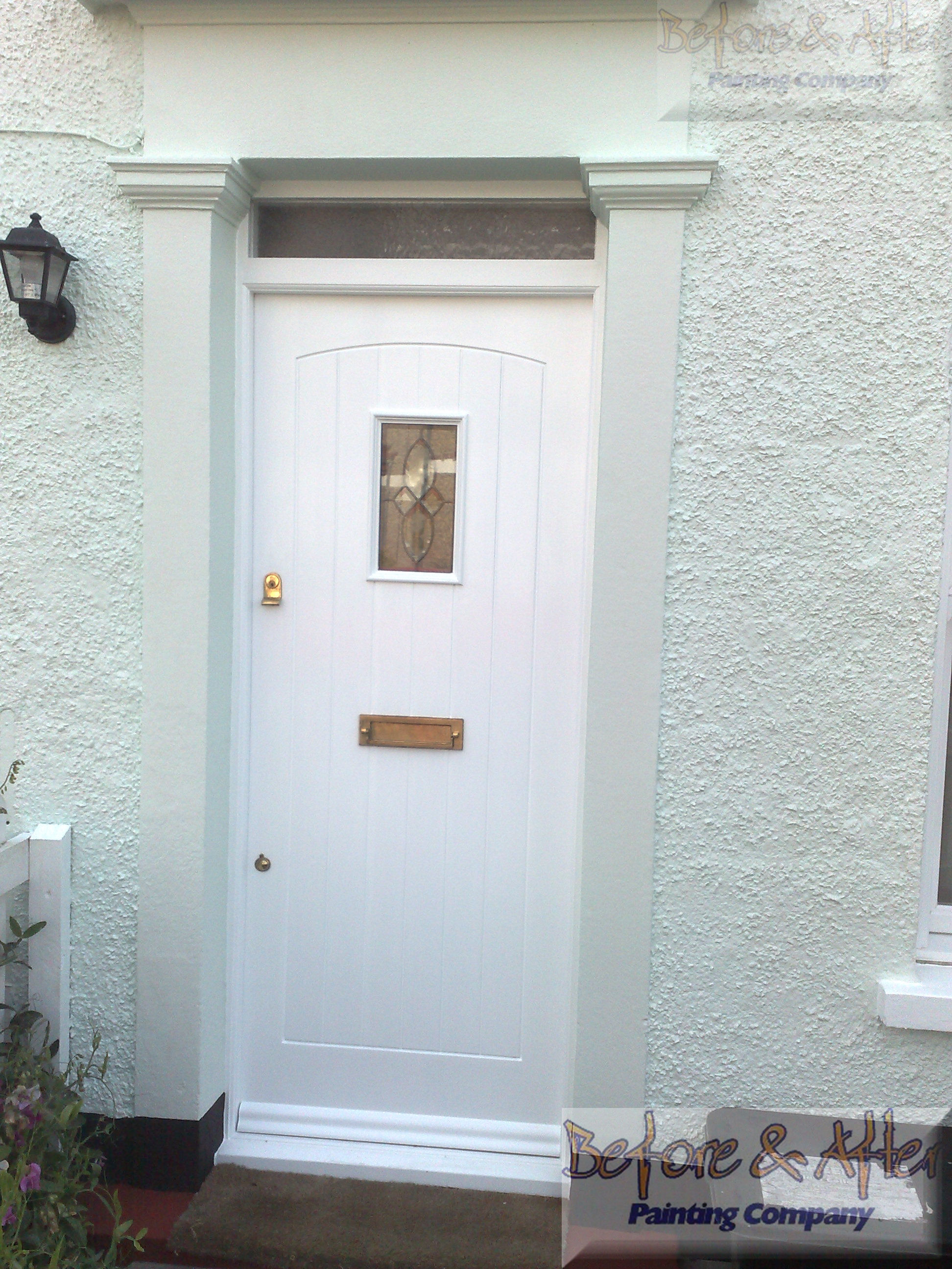 Albany smooth masonry paint - Seafoam. Front door - Sandtex flexi-gloss in brilliant white.